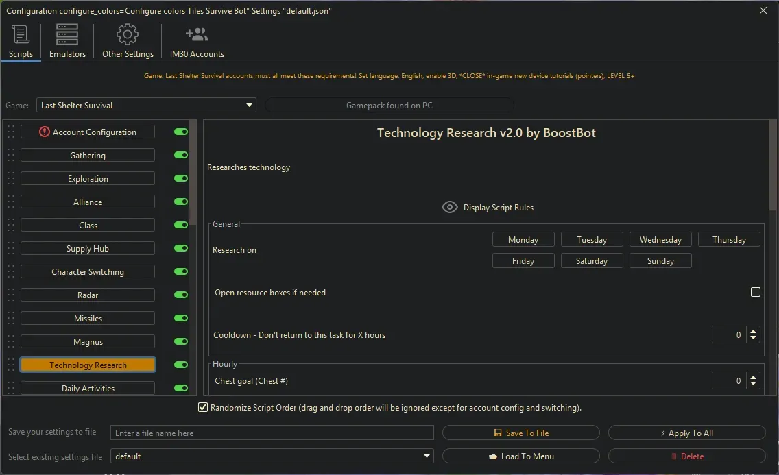 Last Shelter Survival Bot - Technology Research