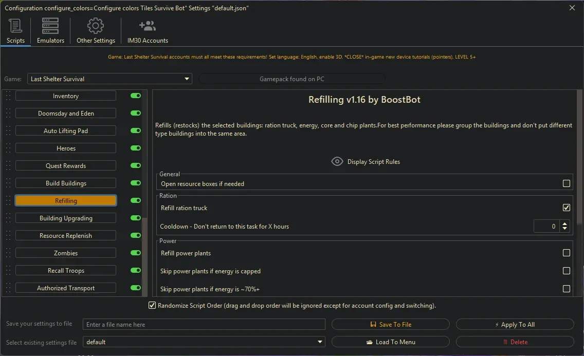 Last Shelter Survival Bot - Refilling