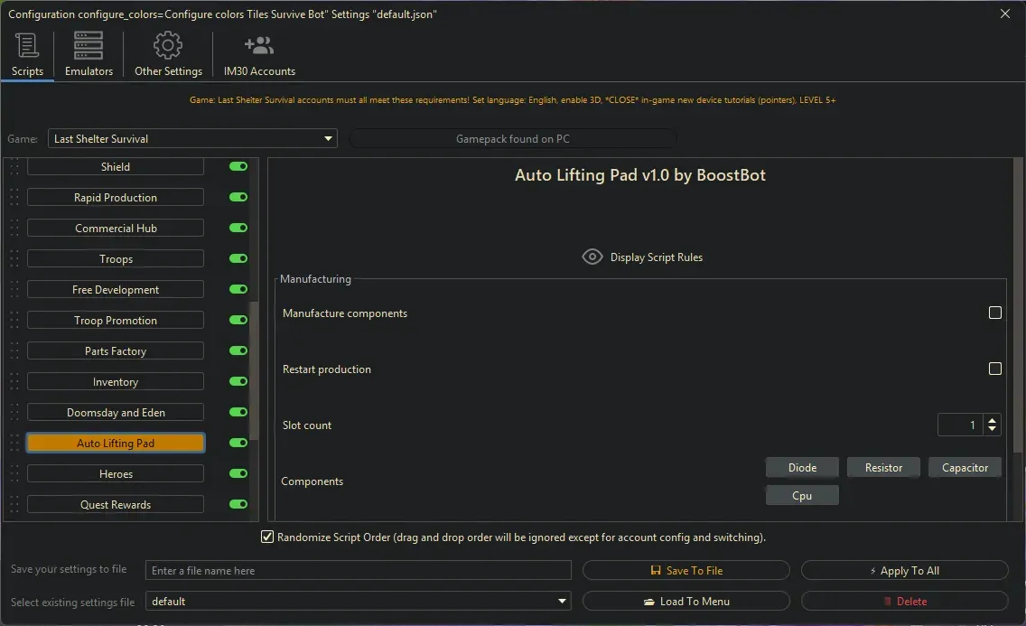 Last Shelter Survival Bot - Auto Lifting Pad