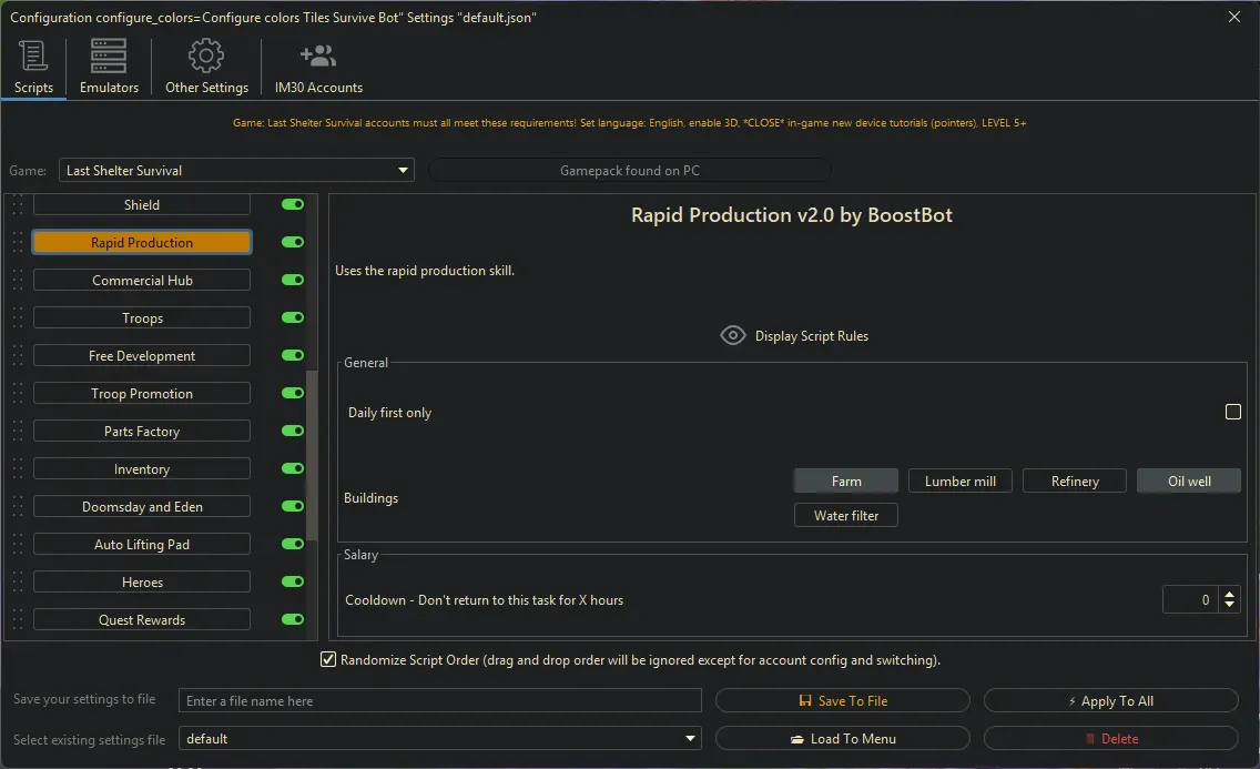 Last Shelter Survival Bot - Rapid Production